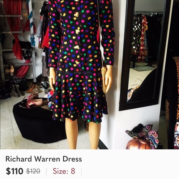 Richard Warren Vintage 100% Wool Floral Dress 10 - Picture 7 of 11